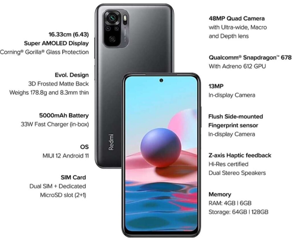 Redmi Note 10 Specifications ( Compatibility Ratings For BGMI )
