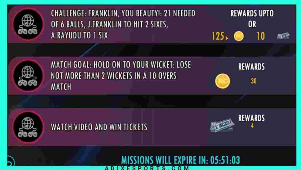 REAL CRICKET 22 MISSIONS