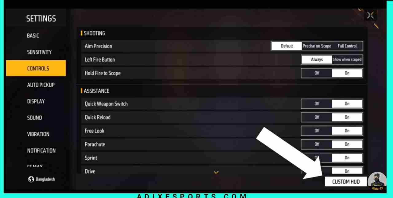 How To Set Custom HUD Again In Free Fire?