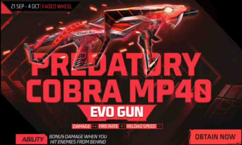 Cobra MP40 Return: How To Get Cobra MP40 in Free Fire In 2022
